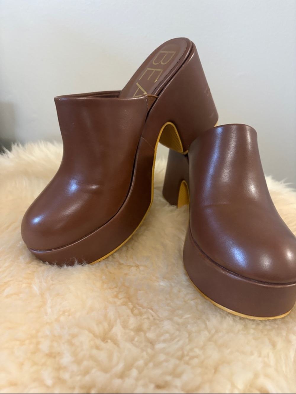 Brown Platform Mule Clogs - BETSY